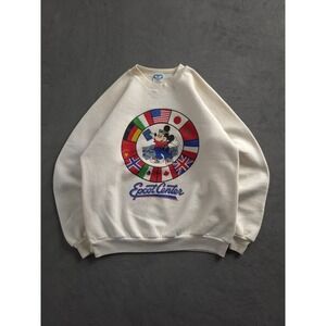 Vintage 1980s Mickey Mouse Epcot Center Disney White Crewneck Sweatshirt XL